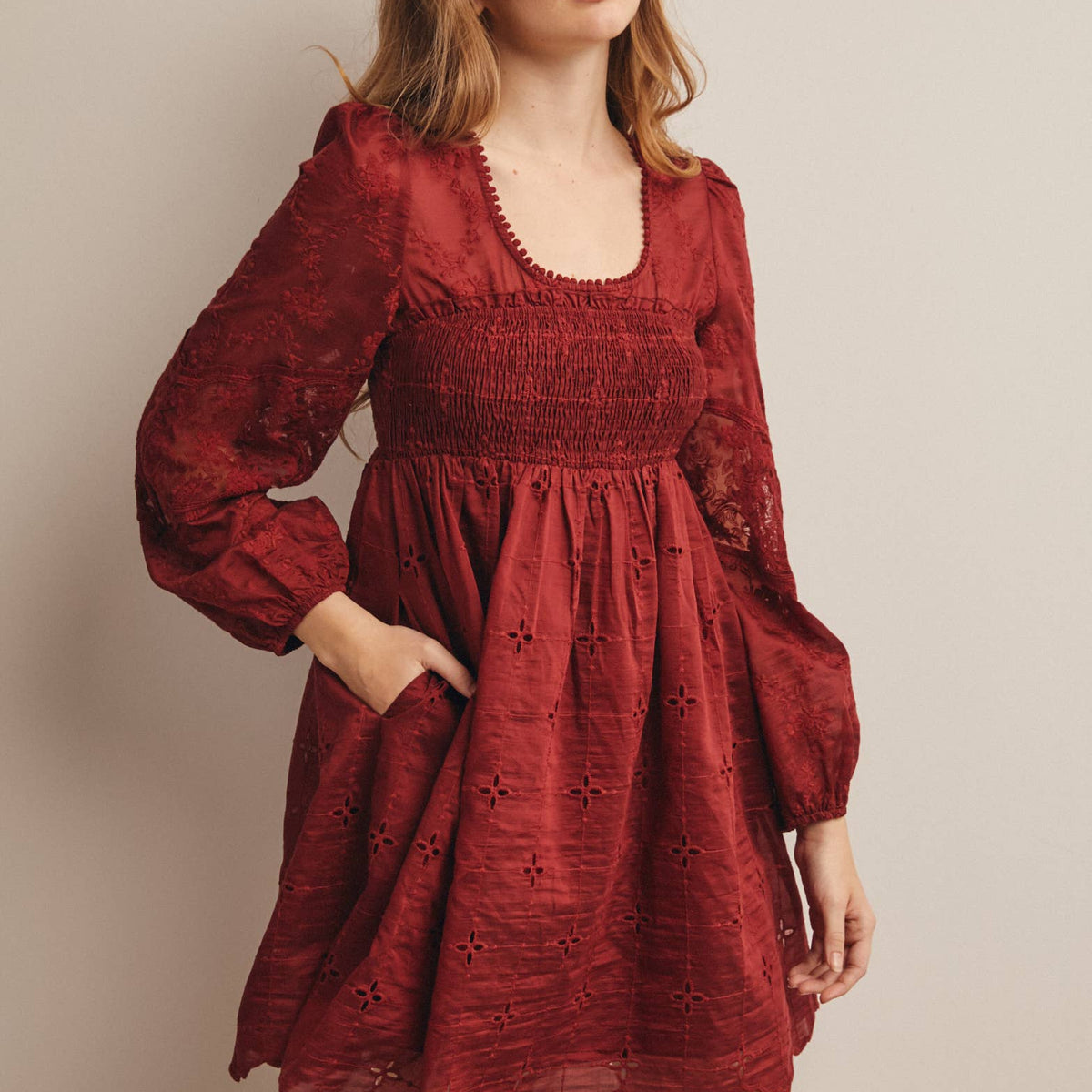 The Ada Embroidered Lace Mini Dress