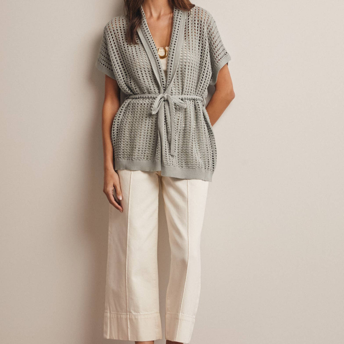 Open Knit Belted Cardigan