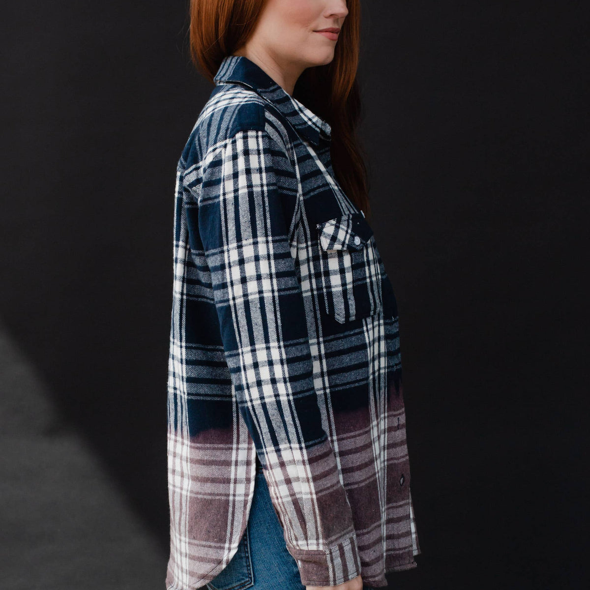 Navy & White Plaid Flannel