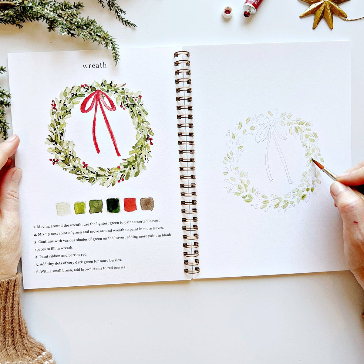 Christmas watercolor workbook by Emily Lex studio