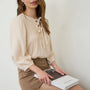 Front Tie Pleated Blouse