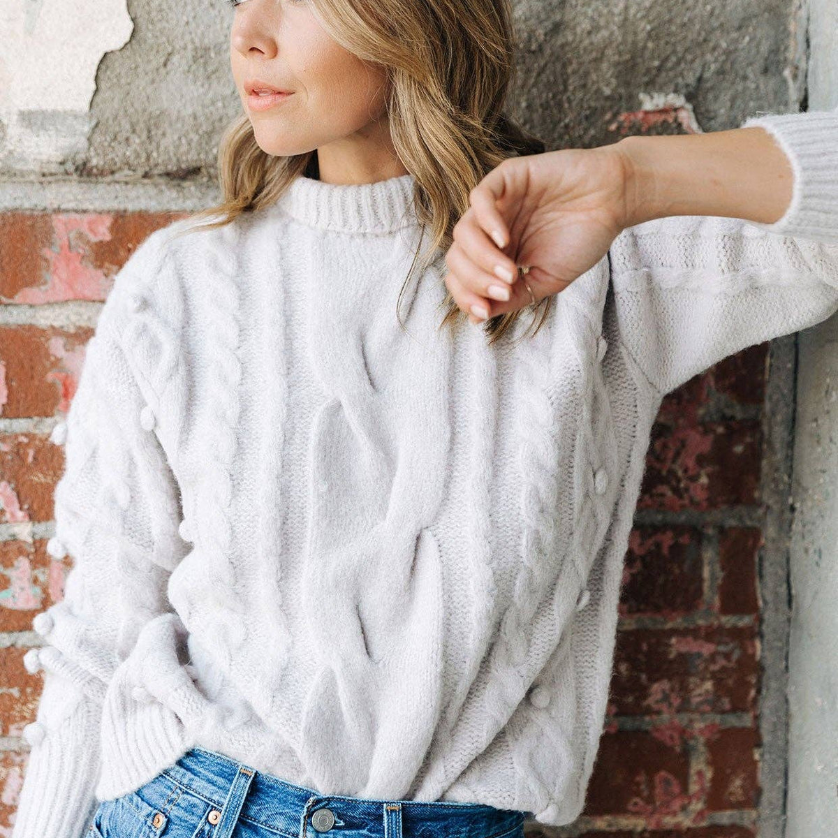 Cable Knit Mock Neck Cozy Sweater