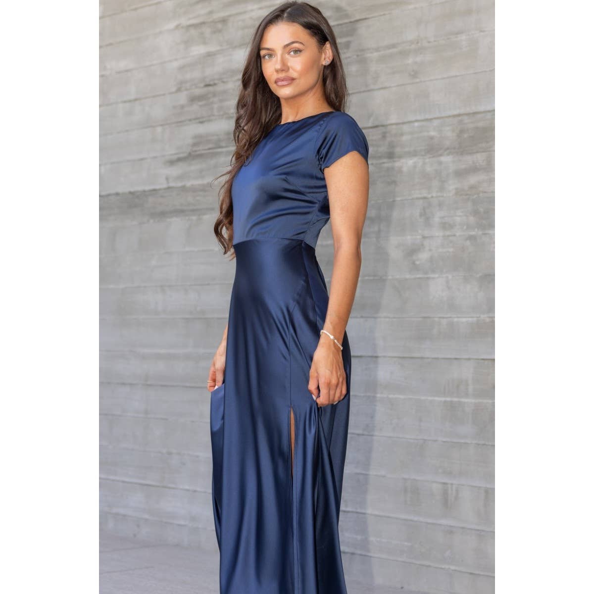 Cara Satin Twist Back Midi Dress