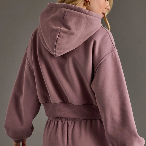 Dusty Purple Panache Cropped Hooded Sweatshirt