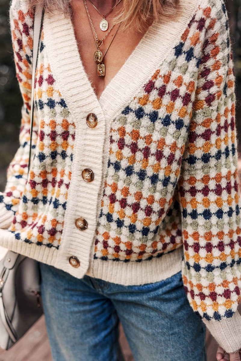Dotty Pattern Button Front Cardigan