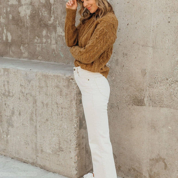 Cable Knit Mock Neck Cozy Sweater