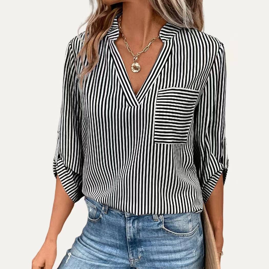 Kelsey Striped V-Neck