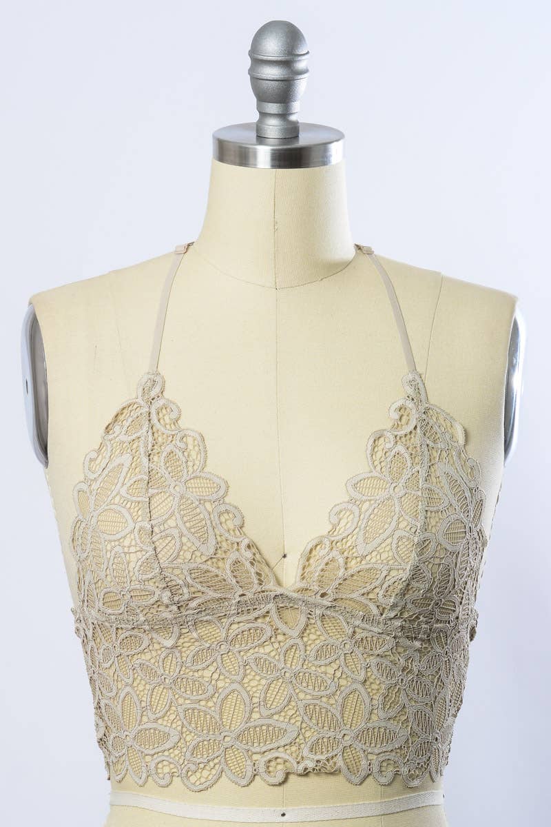 Leto Accessories - 🌺 Floral Lace Racerback Bralette – Perfectly Padded!