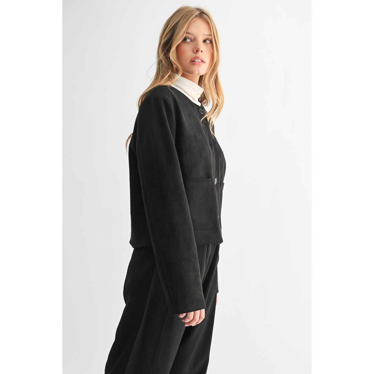Suede Button Down Jacket
