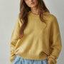Knit Sweater Crew Neck Long Sleeve Pullover Top