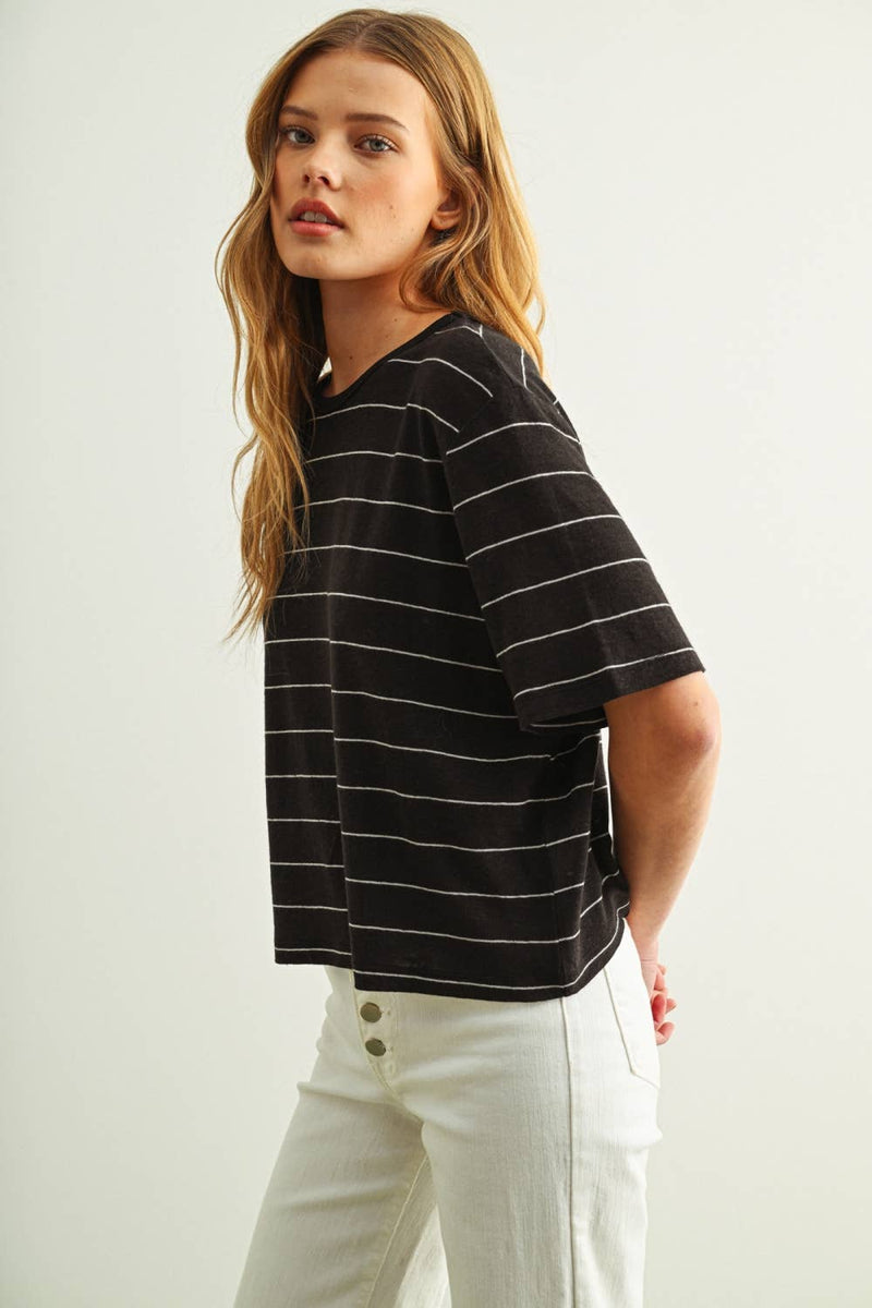 Stripe Cotton Linen Top