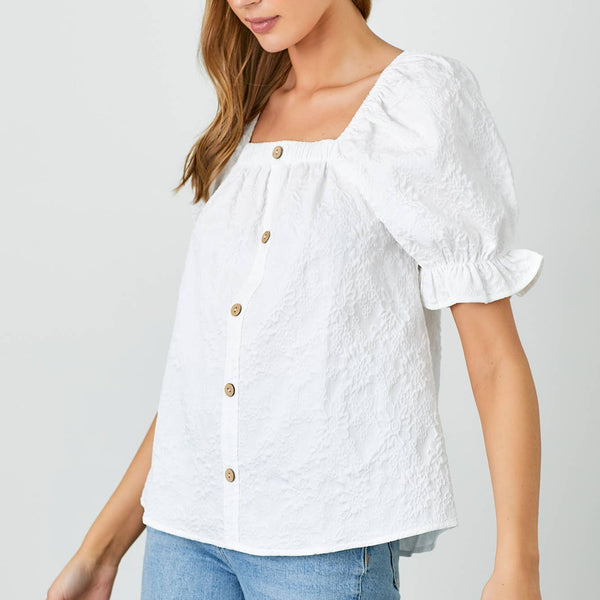 Textured Square Neck Blouse