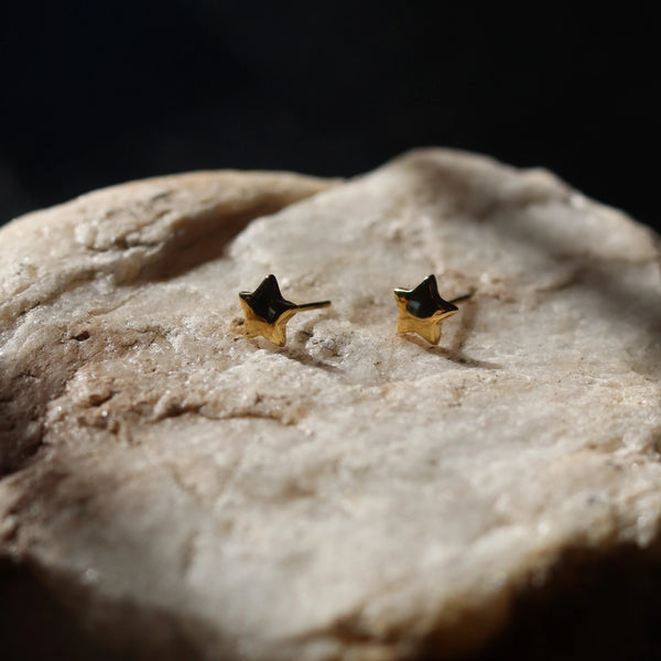 Gold Star Studs, 18k Gold Plated, Stainless Steel