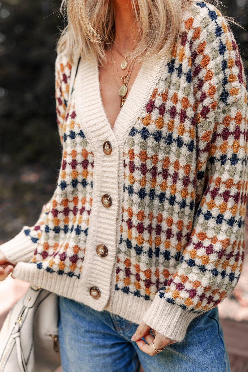 Dotty Pattern Button Front Cardigan