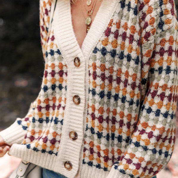 Dotty Pattern Button Front Cardigan