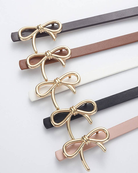 Bowtie PU Leather Skinny Belt