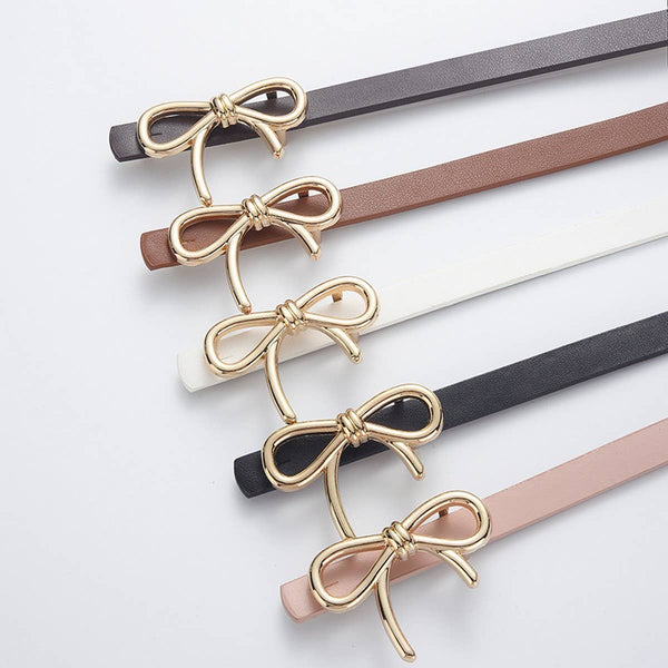 Bowtie PU Leather Skinny Belt