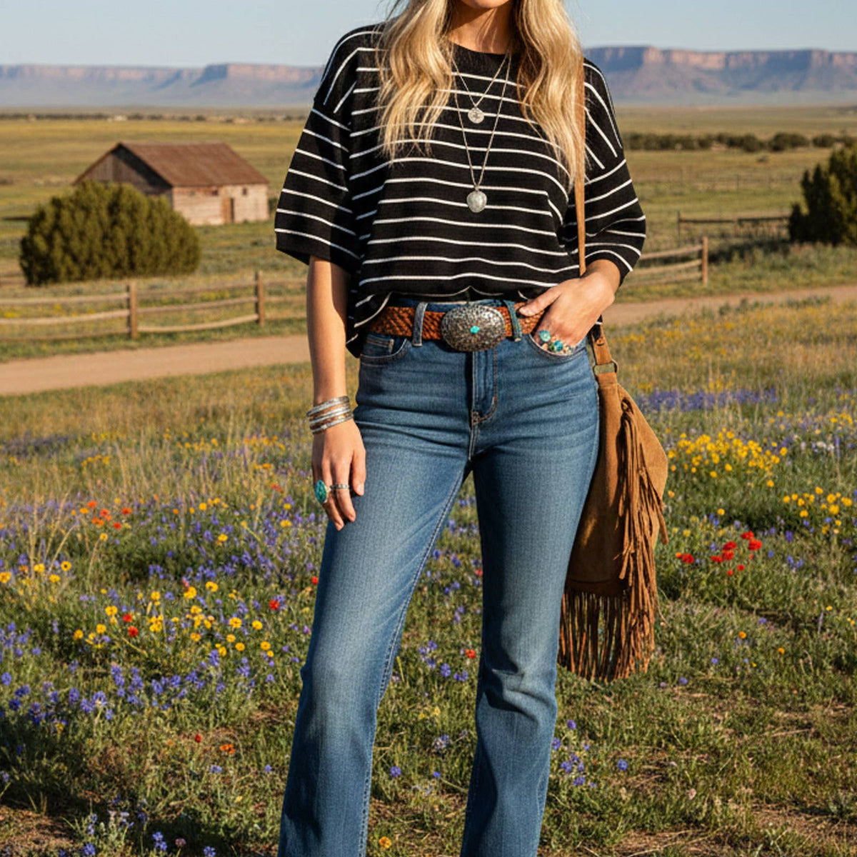 Samantha Striped Knit Short Sleeve Top