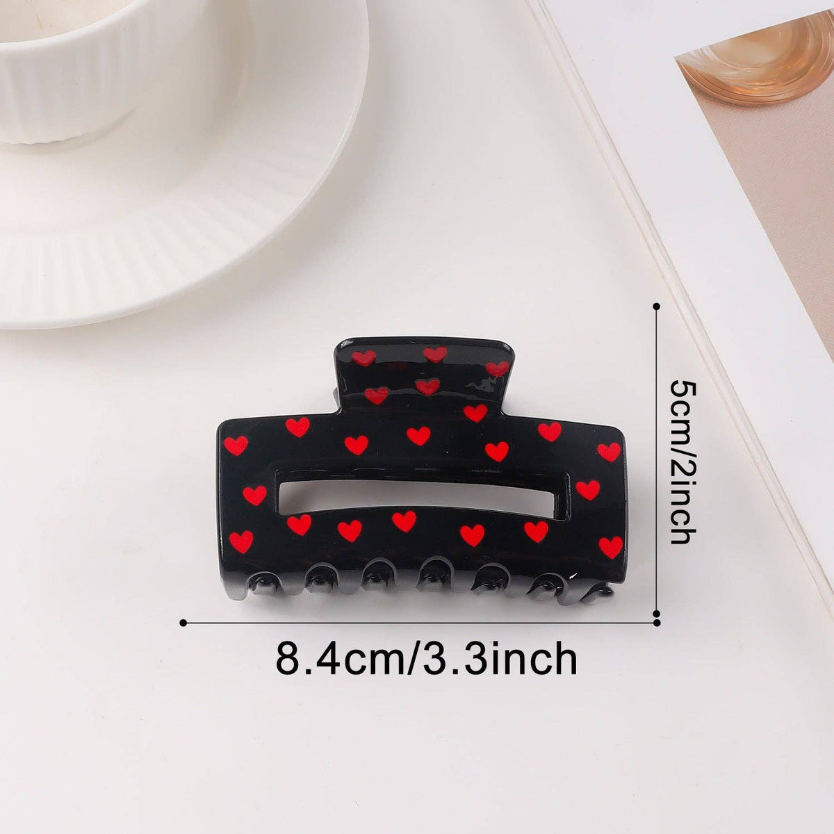 Valentine Heart Print Shark Hair Claw Clip for Women