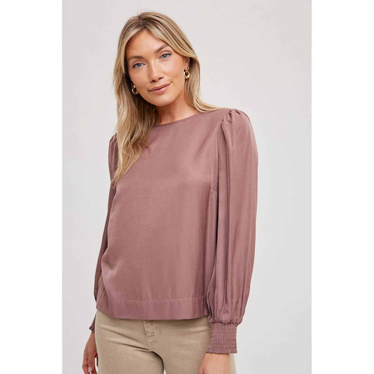 Satin Smock Cuff Blouse