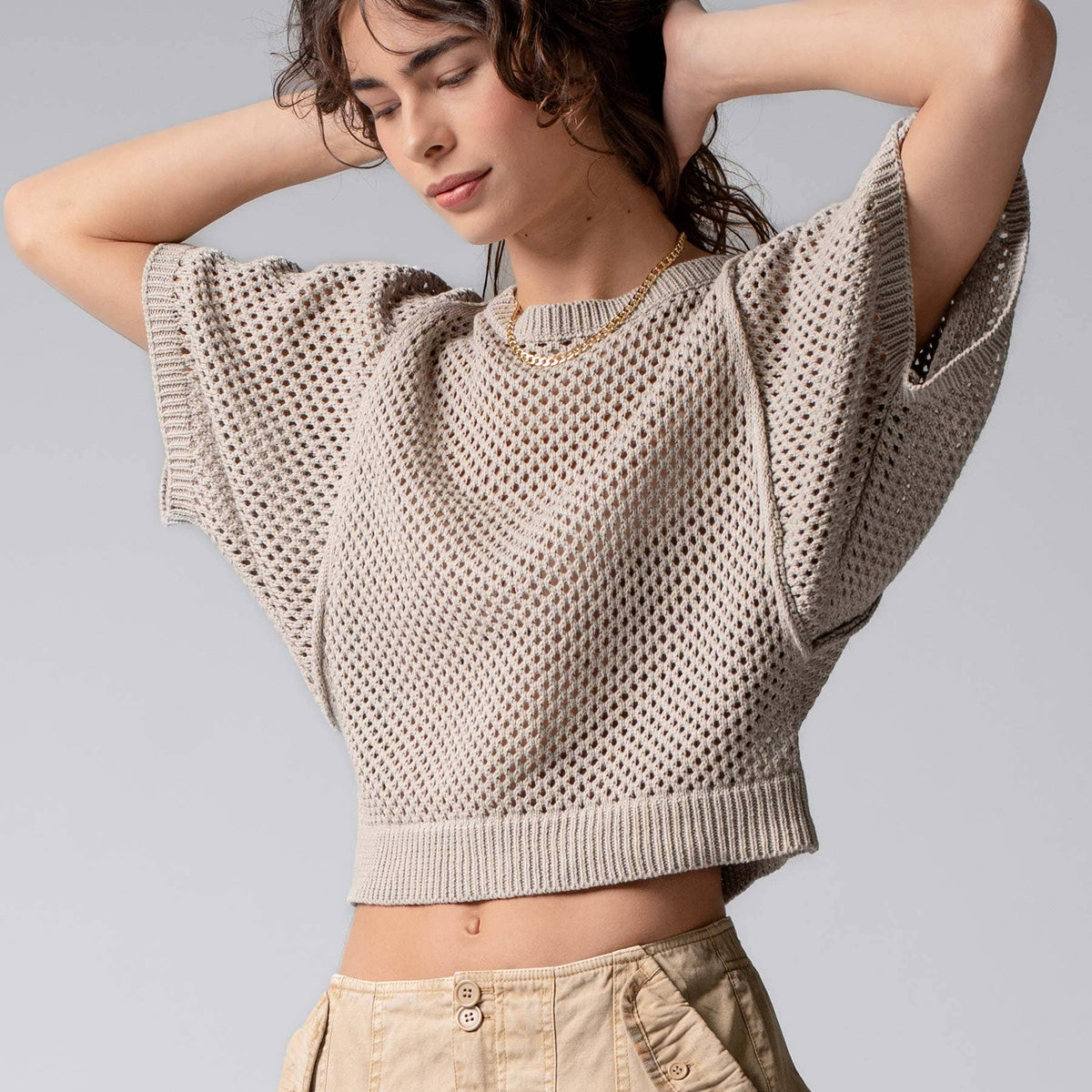 Urban Daizy - Relaxed Open-Knit Dolman Top