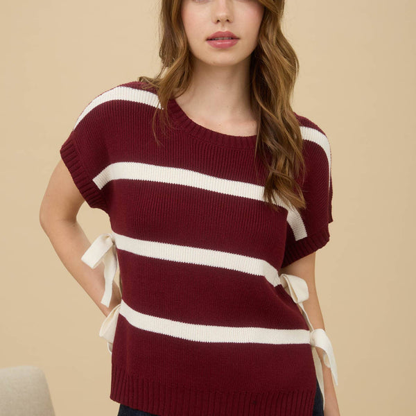 Stripe Side Tie Sweater