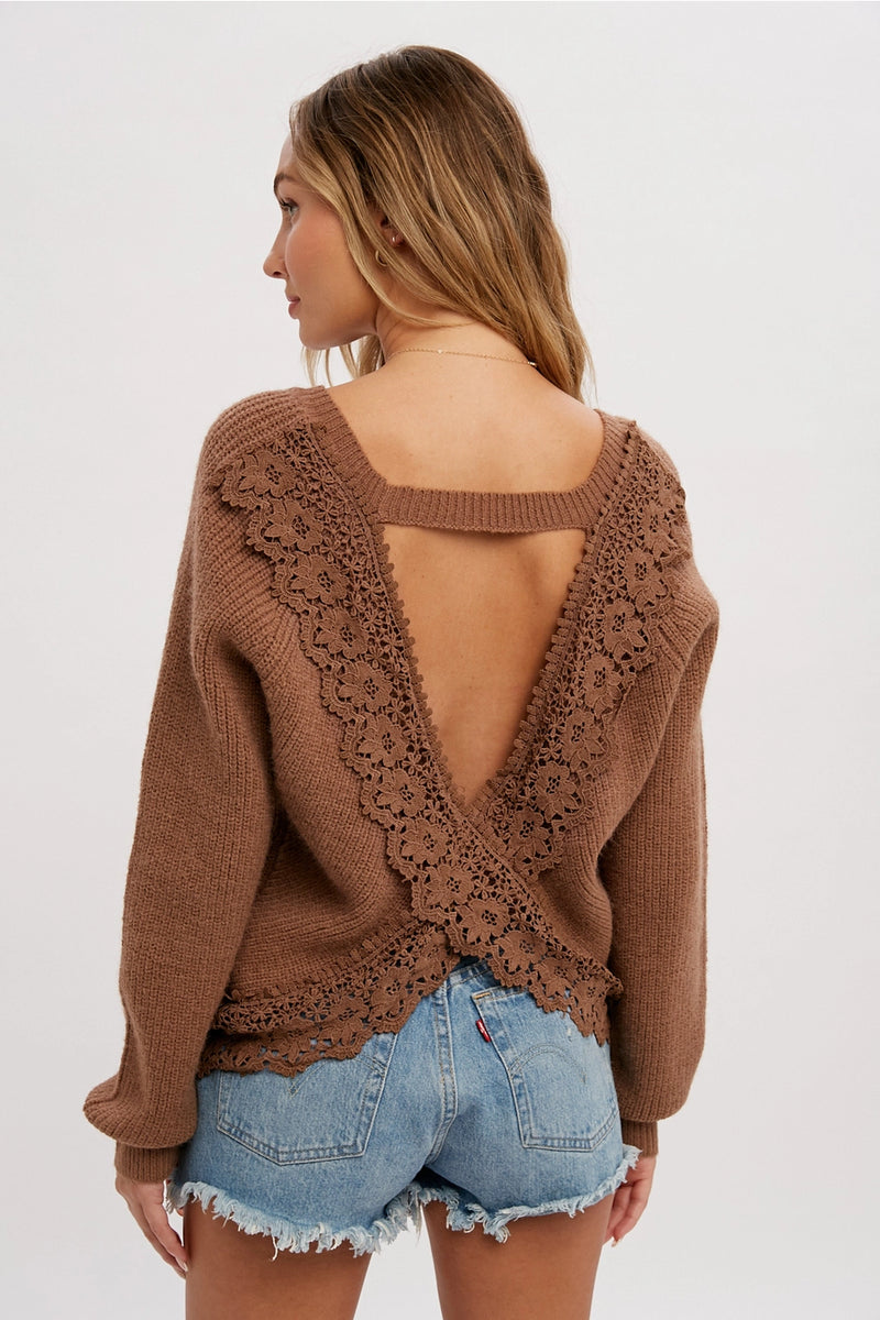 Crochet Lace Cross Back Pullover