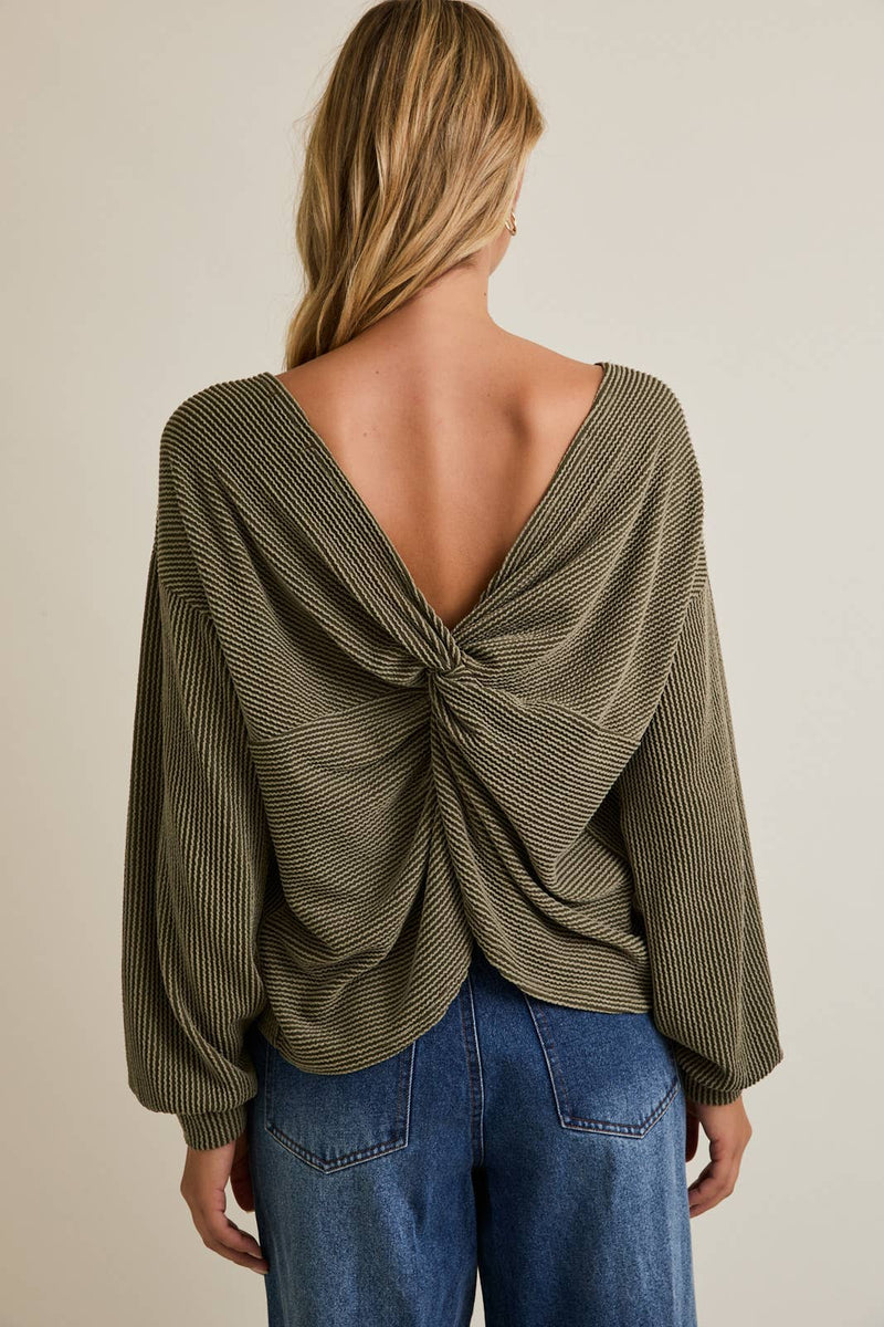 Back Twist Long Sleeve Sweater
