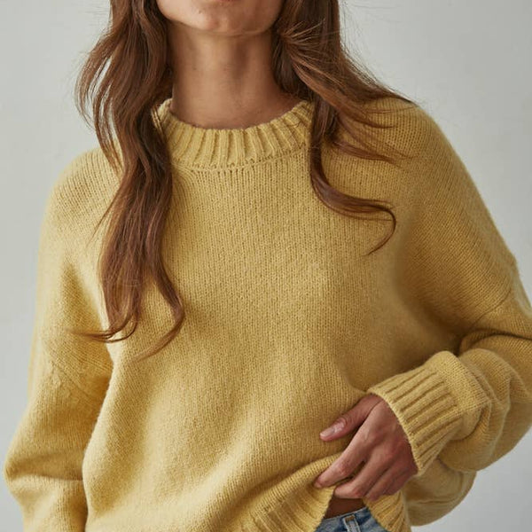 Knit Sweater Crew Neck Long Sleeve Pullover Top