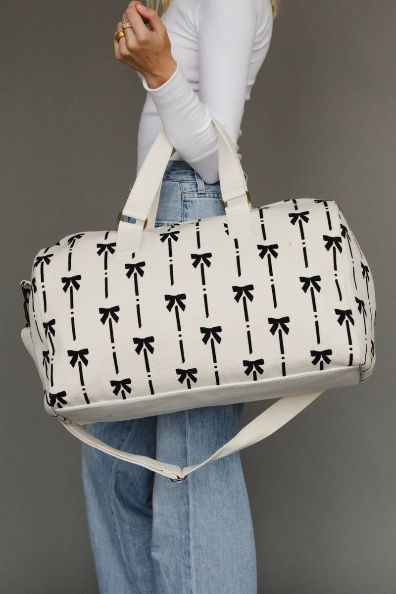 Panache Apparel Co. - White & Black Bows Duffel
