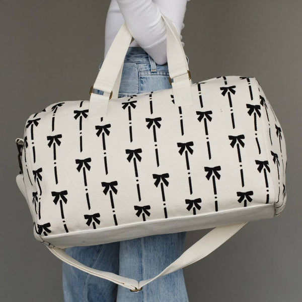 Panache Apparel Co. - White & Black Bows Duffel