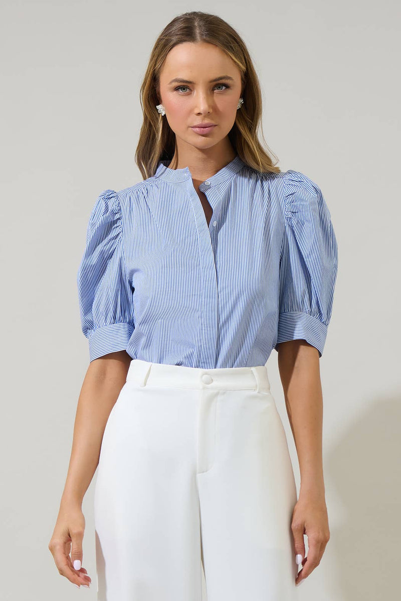 Cayra Stripe Klina Drape Sleeve Top