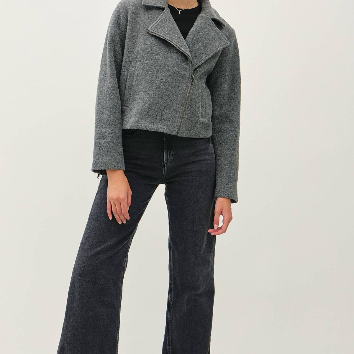 Cropped Moto Style Jacket