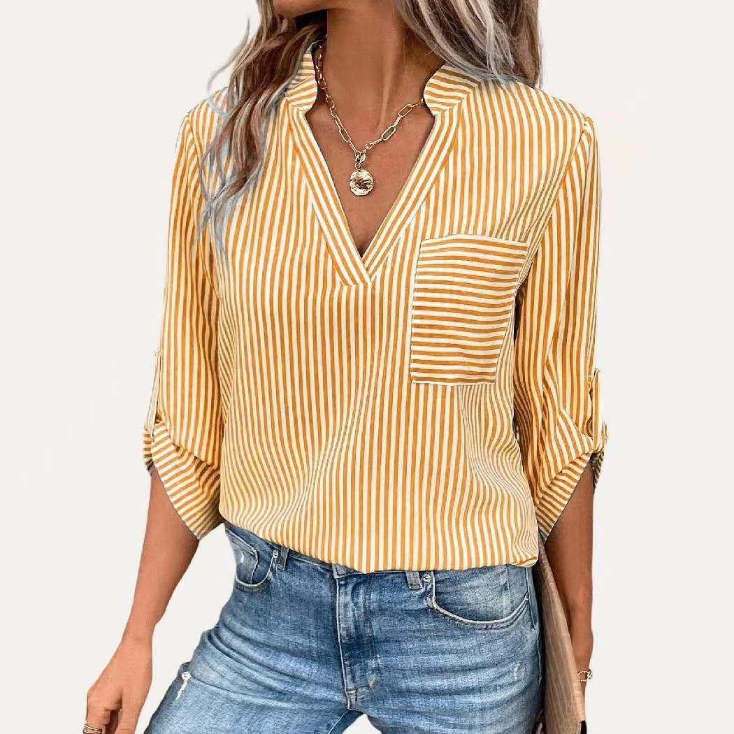 Kelsey Striped V-Neck