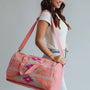 Orange, Bright Pink & Slate Aztec Duffel