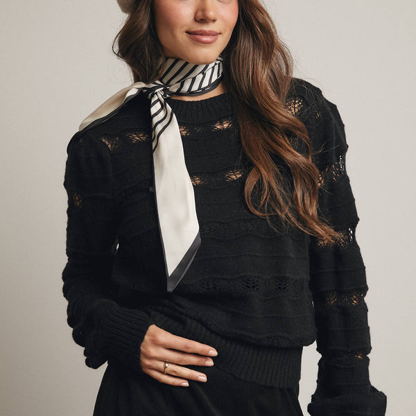 Olivia Pointelle Stripe Knit Pullover