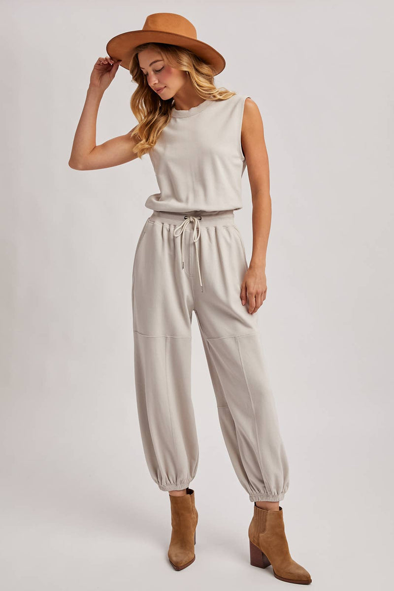 Drawstring Waist Sleeveless Active Jumpsuit
