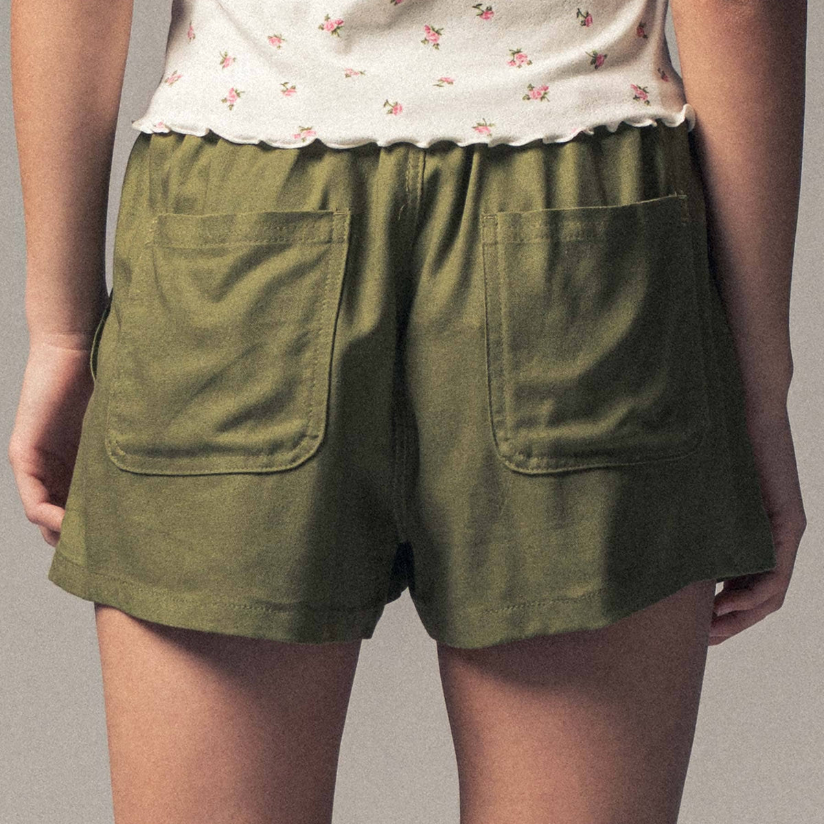 Smocked Waist Linen Blend Shorts