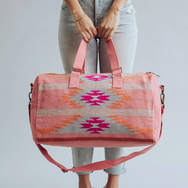 Orange, Bright Pink & Slate Aztec Duffel