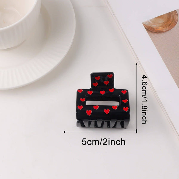 Valentine Heart Print Shark Hair Claw Clip for Women
