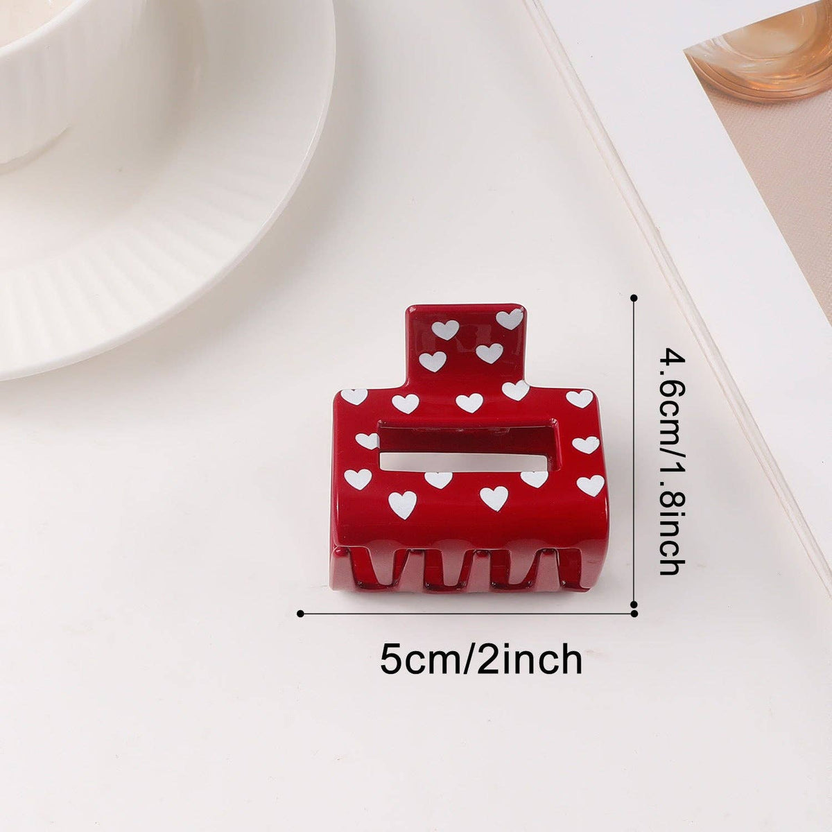 Valentine Heart Print Shark Hair Claw Clip for Women