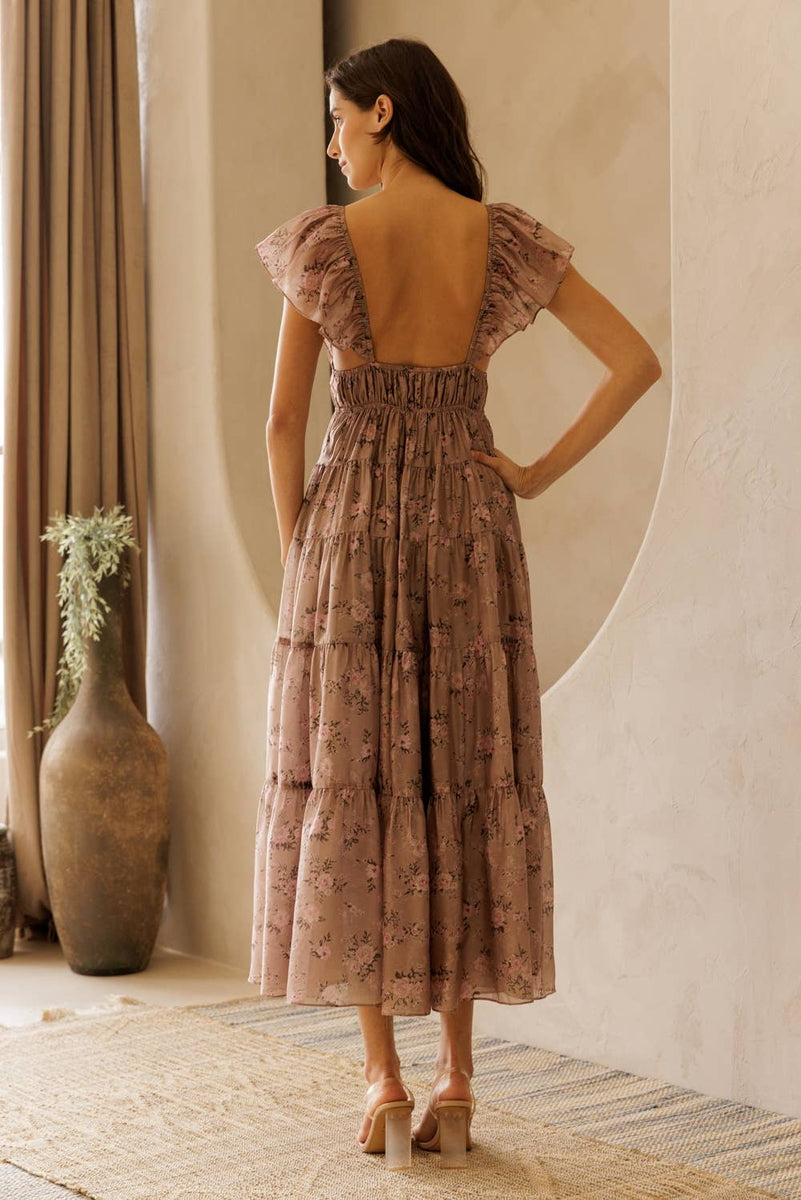 Tilly Floral Tie Front Midi Dress
