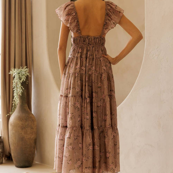 Tilly Floral Tie Front Midi Dress