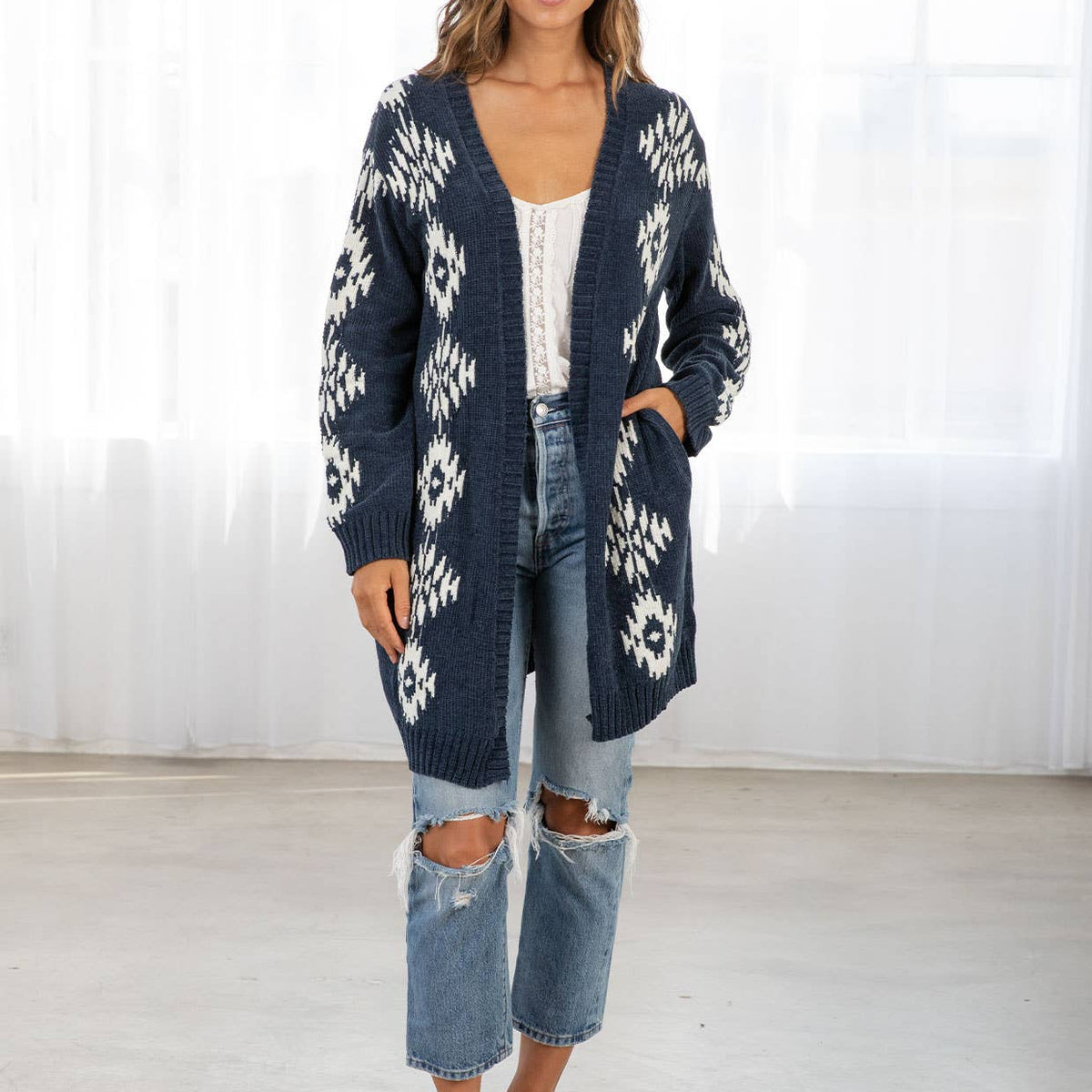 Beautiful Southwestern Open Front Cardigan