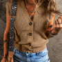 V-Neck Buttoned Front Sweater Vest