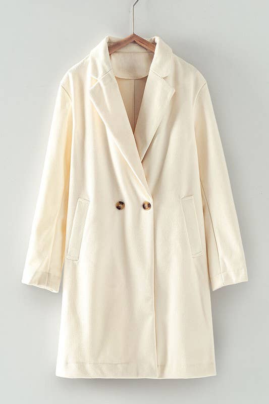 Double Breasted Notched Lapel Overcoat