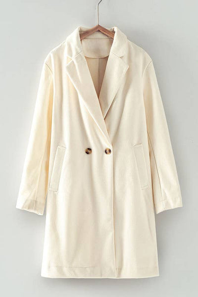Double Breasted Notched Lapel Overcoat
