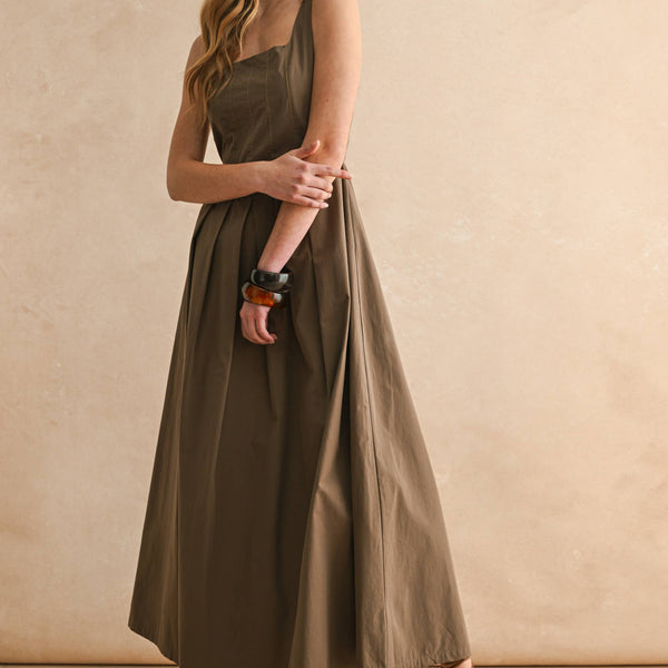 Stitch Front Pleated Dress