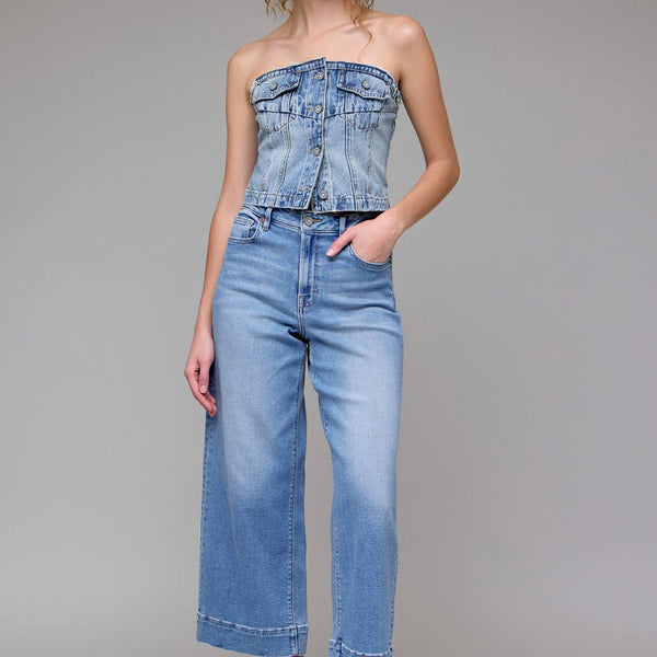 Hidden Jeans - Medium Light Stretch Clean Crop Wide Leg