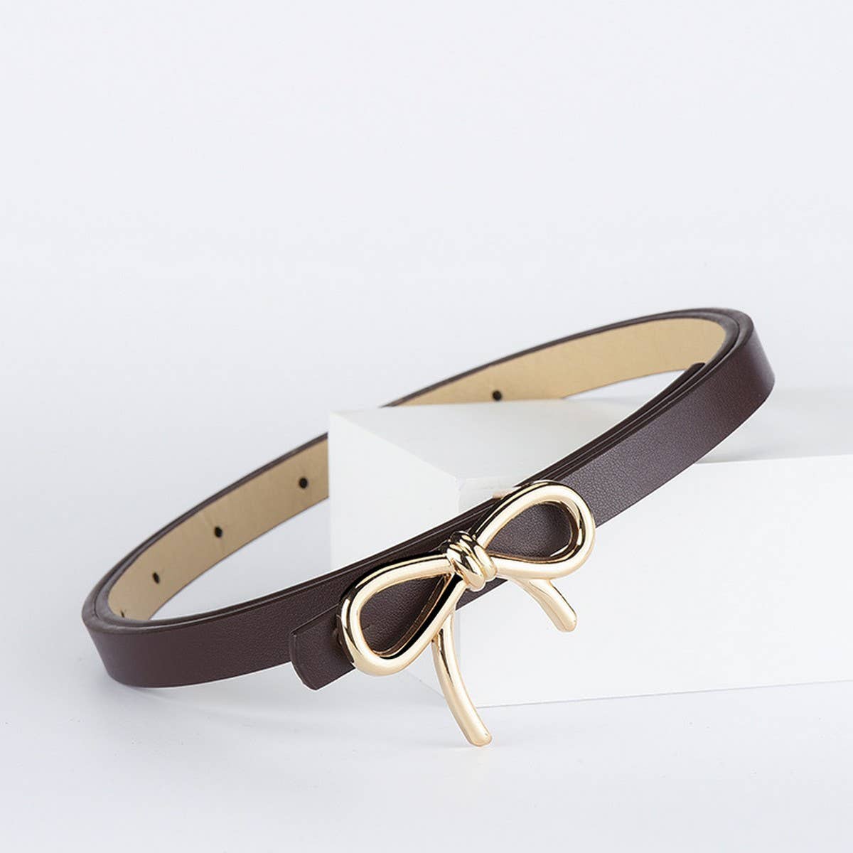 Bowtie PU Leather Skinny Belt